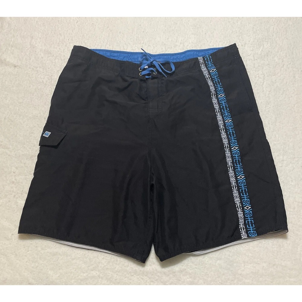 Quiksilver Board Shorts Mens XL Black Swim Trunks Surf Geometric